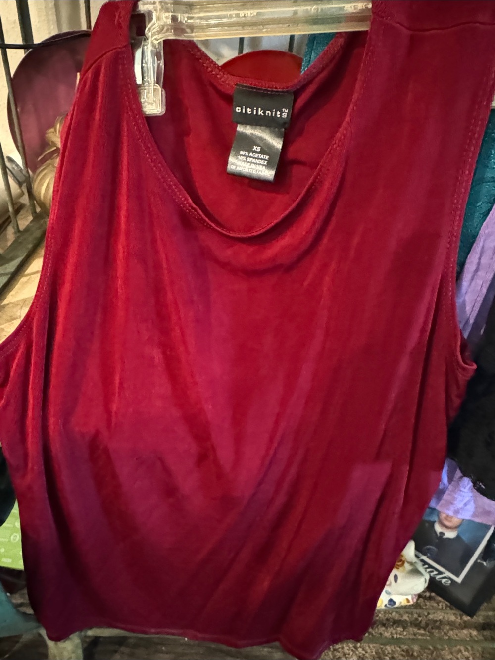 Soft Velvet Sleeveless Tank Top in Deep Red